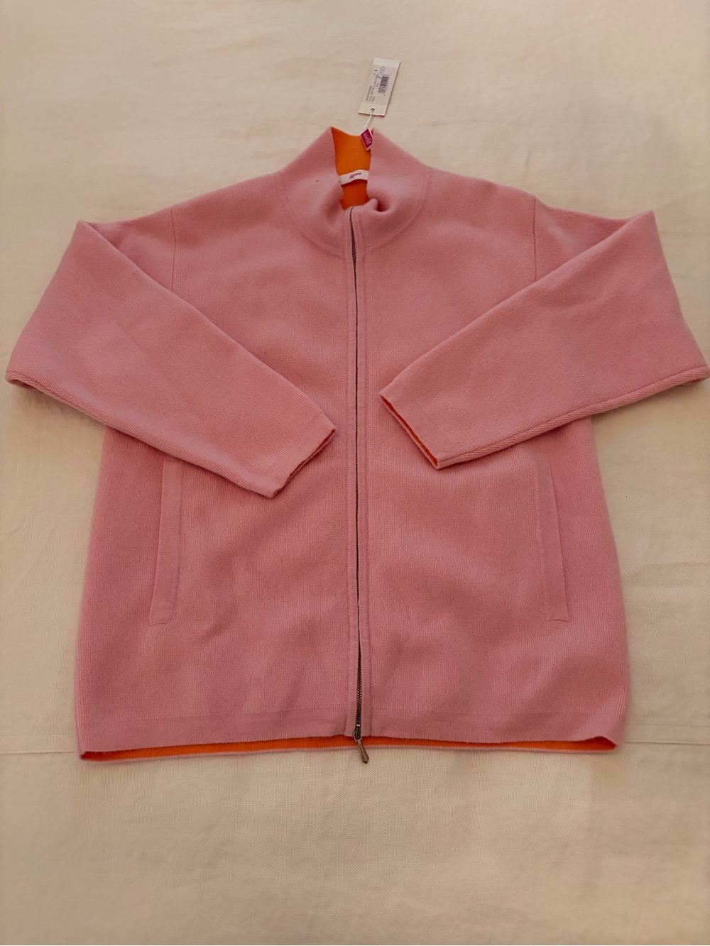 Leggiadro Pink Zip-Front Reversible Fleece Jacket with Orange Lining